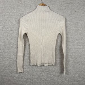T.La Anthropologie Top Womens XXS Cream‎ Long Sleeve Cotton Knit Ribbed